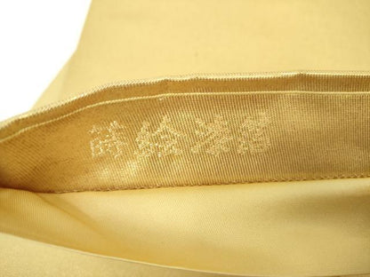 平和屋着物●太鼓柄袋帯　刺繍　蒔絵漆箔　霞花文　金糸　正絹　逸品　DAAX4175ps