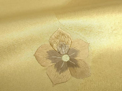 平和屋着物●太鼓柄袋帯　刺繍　蒔絵漆箔　霞花文　金糸　正絹　逸品　DAAX4175ps