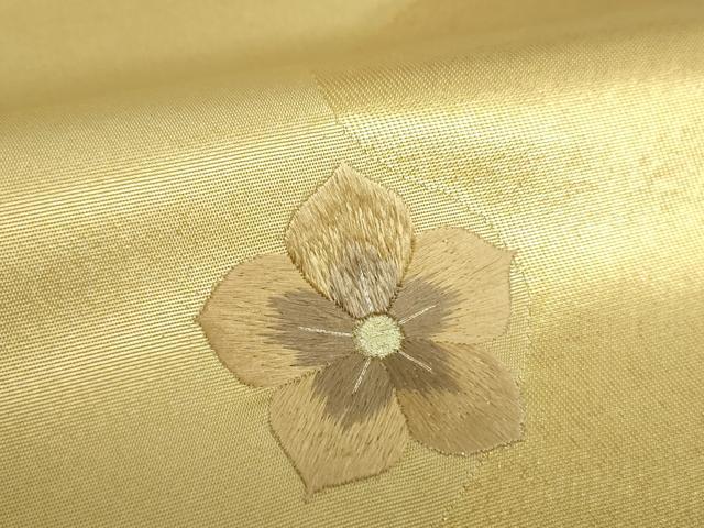 平和屋着物●太鼓柄袋帯　刺繍　蒔絵漆箔　霞花文　金糸　正絹　逸品　DAAX4175ps