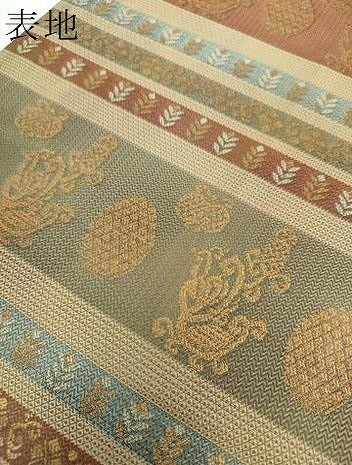 平和屋着物●全通柄袋帯　横段花文　金糸　正絹　逸品　DAAX4179ps
