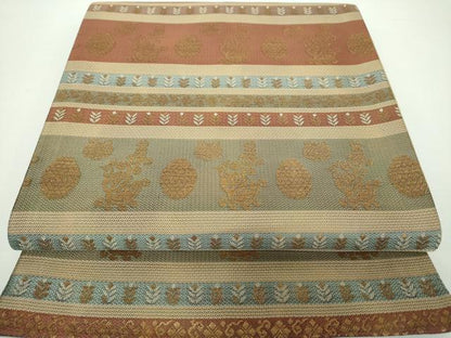 平和屋着物●全通柄袋帯　横段花文　金糸　正絹　逸品　DAAX4179ps