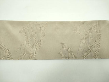 平和屋着物●綴れ 八寸名古屋帯 籬文 砂色 正絹 逸品 未使用 DAAX4205ps
