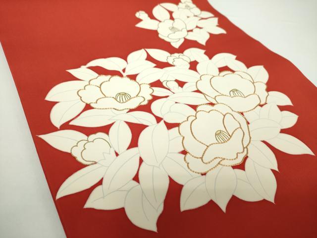平和屋着物●塩瀬 九寸名古屋帯 駒刺繍 草花文 金彩 正絹 逸品 DAAX4213ps