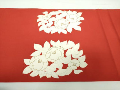 平和屋着物●塩瀬 九寸名古屋帯 駒刺繍 草花文 金彩 正絹 逸品 DAAX4213ps