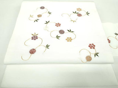 平和屋着物●九寸名古屋帯　駒刺繍　総刺繍　名物裂　笹蔓緞子　金糸　逸品　DAAX4228ps