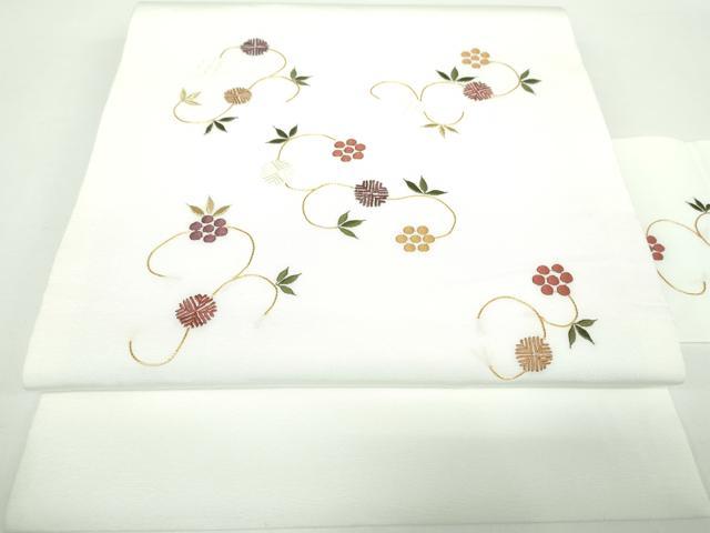 平和屋着物●九寸名古屋帯　駒刺繍　総刺繍　名物裂　笹蔓緞子　金糸　逸品　DAAX4228ps