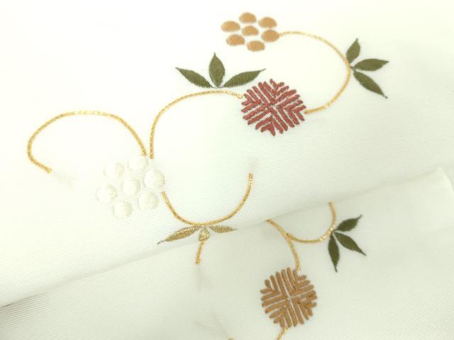 平和屋着物●九寸名古屋帯　駒刺繍　総刺繍　名物裂　笹蔓緞子　金糸　逸品　DAAX4228ps