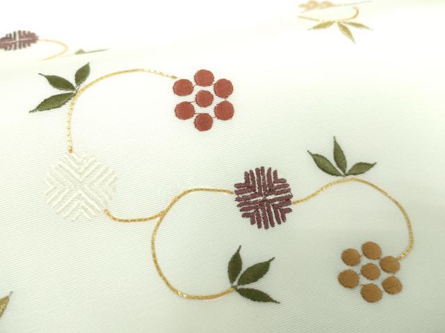 平和屋着物●九寸名古屋帯　駒刺繍　総刺繍　名物裂　笹蔓緞子　金糸　逸品　DAAX4228ps