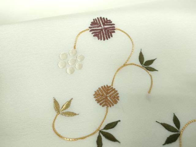 平和屋着物●九寸名古屋帯　駒刺繍　総刺繍　名物裂　笹蔓緞子　金糸　逸品　DAAX4228ps