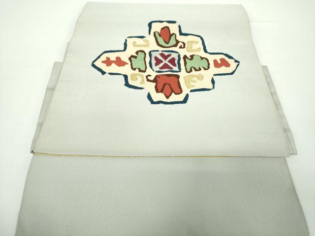 平和屋着物●爪掻き本綴れ　つけ帯　花菱文　金銀糸　正絹　逸品　未使用　DAAX4240ps
