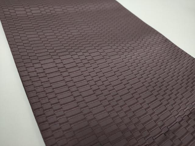 平和屋着物●八寸名古屋帯 ロートン織 横段文 黒紅色 正絹 逸品 未使用 DAAX4243ps