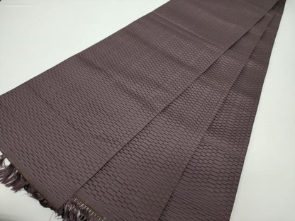 平和屋着物●八寸名古屋帯 ロートン織 横段文 黒紅色 正絹 逸品 未使用 DAAX4243ps