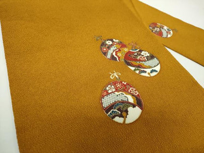 平和屋着物●九寸名古屋帯 鈴花文 鬼しぼ縮緬 金彩 正絹 逸品 DAAX4247ps