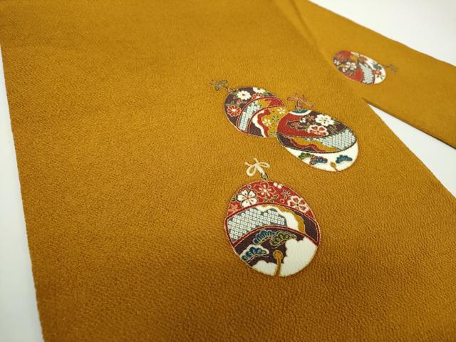 平和屋着物●九寸名古屋帯 鈴花文 鬼しぼ縮緬 金彩 正絹 逸品 DAAX4247ps