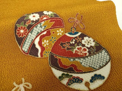 平和屋着物●九寸名古屋帯 鈴花文 鬼しぼ縮緬 金彩 正絹 逸品 DAAX4247ps