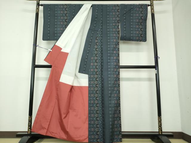 平和屋着物●都喜ヱ門 本場大島紬 9マルキ 泥染 藍の更紗 藤絹織物謹製 証紙付き 正絹 逸品 DAAX4271ps
