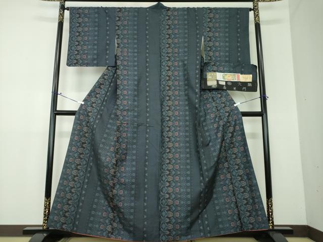 平和屋着物●都喜ヱ門 本場大島紬 9マルキ 泥染 藍の更紗 藤絹織物謹製 証紙付き 正絹 逸品 DAAX4271ps