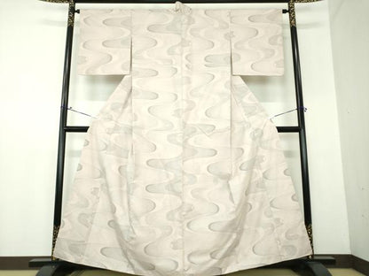 平和屋着物●白泥染の第一人者・絣の魔術師 恵積五郎 本場大島紬 恵大島織物謹製 白大島 9マルキ 川面の春 証紙付き 正絹 逸品 DAAX4280ps