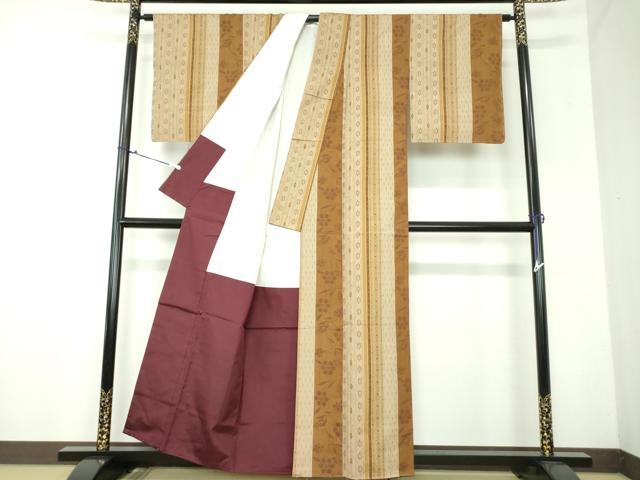 平和屋着物●上質な紬　草花間道　正絹　逸品　未使用　DAAX4296ps
