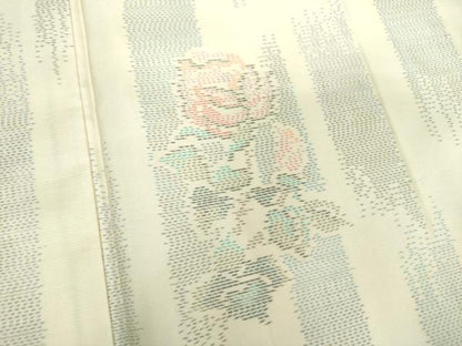 平和屋着物●本場大島紬 白大島 草花間道 証紙付き ロング丈 正絹 逸品 未使用 DAAX4298ps