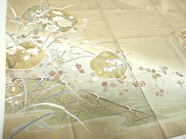 平和屋着物●豪華色留袖 駒刺繍 流水籬花文 暈し染め 金彩 正絹 逸品 DAAX4321ps