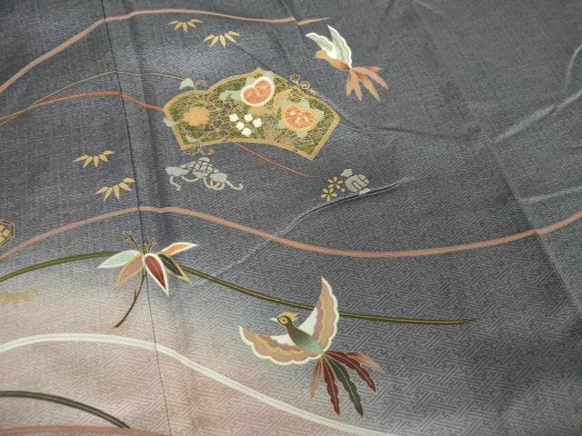 平和屋着物●訪問着 地紙鳳凰花文 暈し染め 金銀彩 正絹 逸品 DAAX4322ps