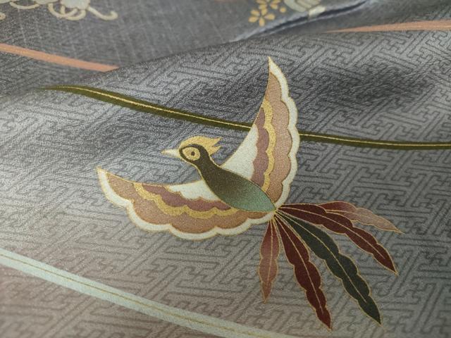 平和屋着物●訪問着 地紙鳳凰花文 暈し染め 金銀彩 正絹 逸品 DAAX4322ps