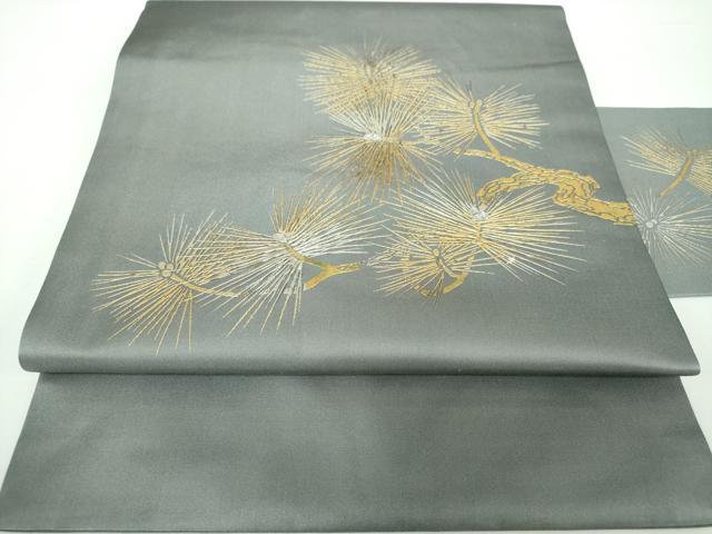 平和屋着物●九寸名古屋帯 若松葉 金銀彩 正絹 逸品 DAAX4336ps