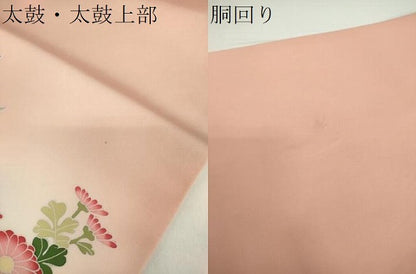 平和屋着物●塩瀬 九寸開き名古屋帯 友禅 草花文 正絹 逸品 DAAX4339ps