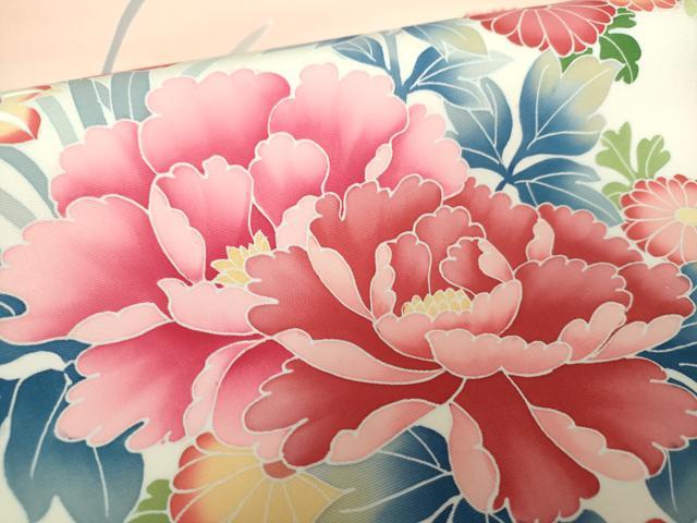 平和屋着物●塩瀬 九寸開き名古屋帯 友禅 草花文 正絹 逸品 DAAX4339ps