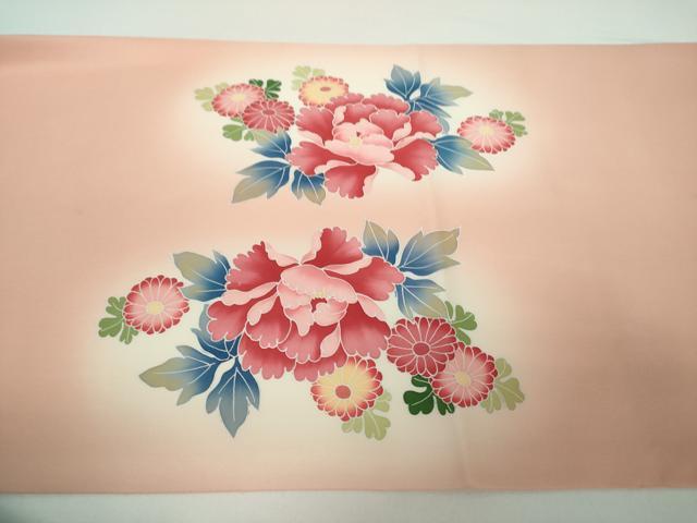 平和屋着物●塩瀬 九寸開き名古屋帯 友禅 草花文 正絹 逸品 DAAX4339ps