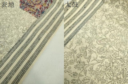 平和屋着物●九寸名古屋帯　紬地　器物更紗花間道　正絹　逸品　DAAX4344ps