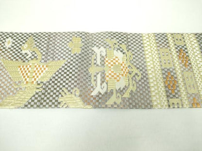 平和屋着物●八寸名古屋帯　唐織　花鳥文　正絹　逸品　DAAX4346ps