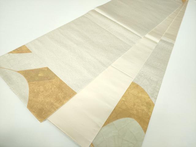 平和屋着物●太鼓柄袋帯　押し花　草花文　金銀彩　正絹　逸品　DAAX4352ps
