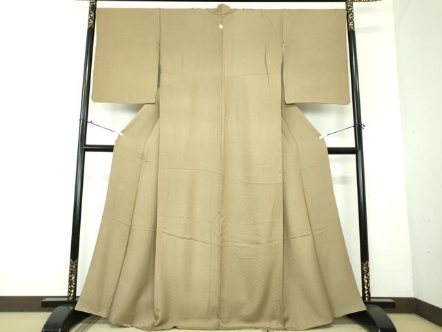 平和屋着物●上質な色無地　檜垣地紋　媚茶色　正絹　逸品　DAAX4370ps