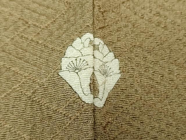 平和屋着物●上質な色無地　檜垣地紋　媚茶色　正絹　逸品　DAAX4370ps