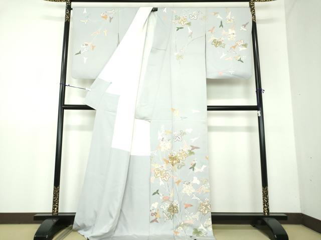 平和屋着物●創業460年・千總 訪問着 駒刺繍 沢瀉 蔦の葉花文 金彩 大丸扱い ロング丈 正絹 逸品 DAAX4385ps