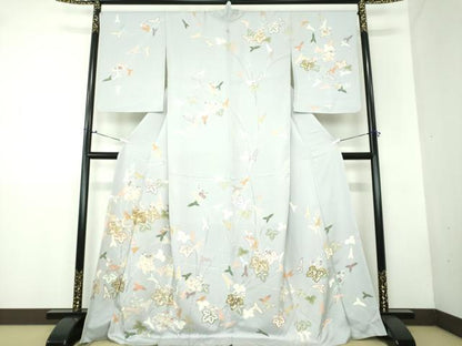 平和屋着物●創業460年・千總 訪問着 駒刺繍 沢瀉 蔦の葉花文 金彩 大丸扱い ロング丈 正絹 逸品 DAAX4385ps
