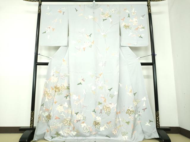 平和屋着物●創業460年・千總 訪問着 駒刺繍 沢瀉 蔦の葉花文 金彩 大丸扱い ロング丈 正絹 逸品 DAAX4385ps