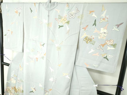 平和屋着物●創業460年・千總 訪問着 駒刺繍 沢瀉 蔦の葉花文 金彩 大丸扱い ロング丈 正絹 逸品 DAAX4385ps