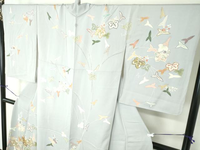 平和屋着物●創業460年・千總 訪問着 駒刺繍 沢瀉 蔦の葉花文 金彩 大丸扱い ロング丈 正絹 逸品 DAAX4385ps