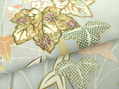 平和屋着物●創業460年・千總 訪問着 駒刺繍 沢瀉 蔦の葉花文 金彩 大丸扱い ロング丈 正絹 逸品 DAAX4385ps