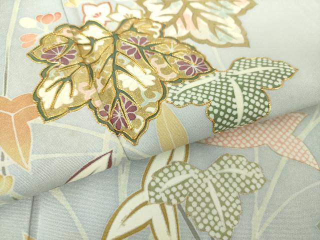平和屋着物●創業460年・千總 訪問着 駒刺繍 沢瀉 蔦の葉花文 金彩 大丸扱い ロング丈 正絹 逸品 DAAX4385ps