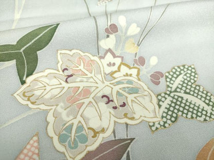 平和屋着物●創業460年・千總 訪問着 駒刺繍 沢瀉 蔦の葉花文 金彩 大丸扱い ロング丈 正絹 逸品 DAAX4385ps