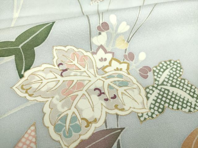 平和屋着物●創業460年・千總 訪問着 駒刺繍 沢瀉 蔦の葉花文 金彩 大丸扱い ロング丈 正絹 逸品 DAAX4385ps