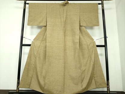 平和屋着物●上質な紬　格子　正絹　逸品　DAAX4394ps