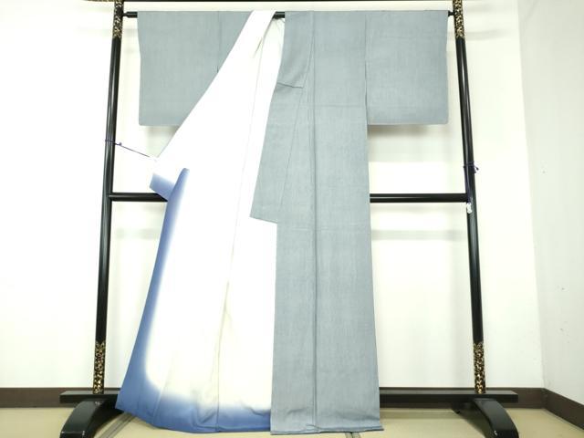 平和屋着物●小紋師 遠藤武次 江戸小紋 万筋 青色×白色 正絹 逸品 DAAX4401ps