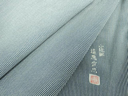 平和屋着物●小紋師 遠藤武次 江戸小紋 万筋 青色×白色 正絹 逸品 DAAX4401ps