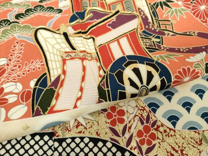 平和屋着物●豪華振袖 駒刺繍 御所車花文 金彩 正絹 逸品 DAAX4413ps