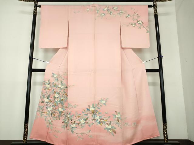平和屋着物●訪問着 枝花文 暈し染め 金彩 正絹 逸品 DAAX4414ps